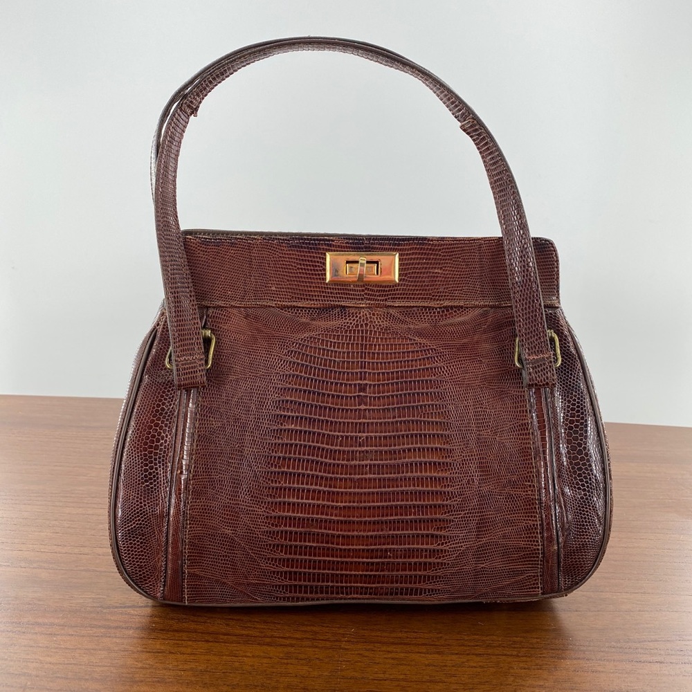 Vintage Lizard Skin Brown Handbag